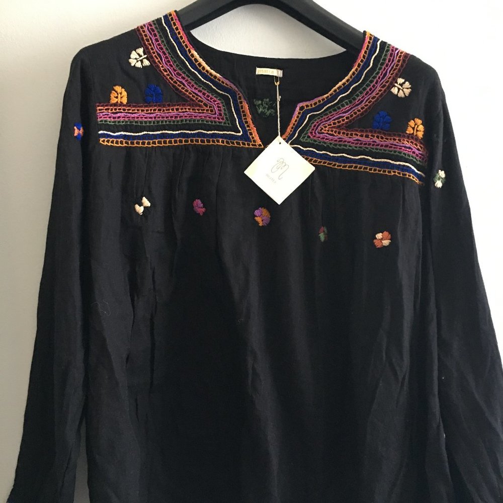 Matta black embroidered top 100% cotton